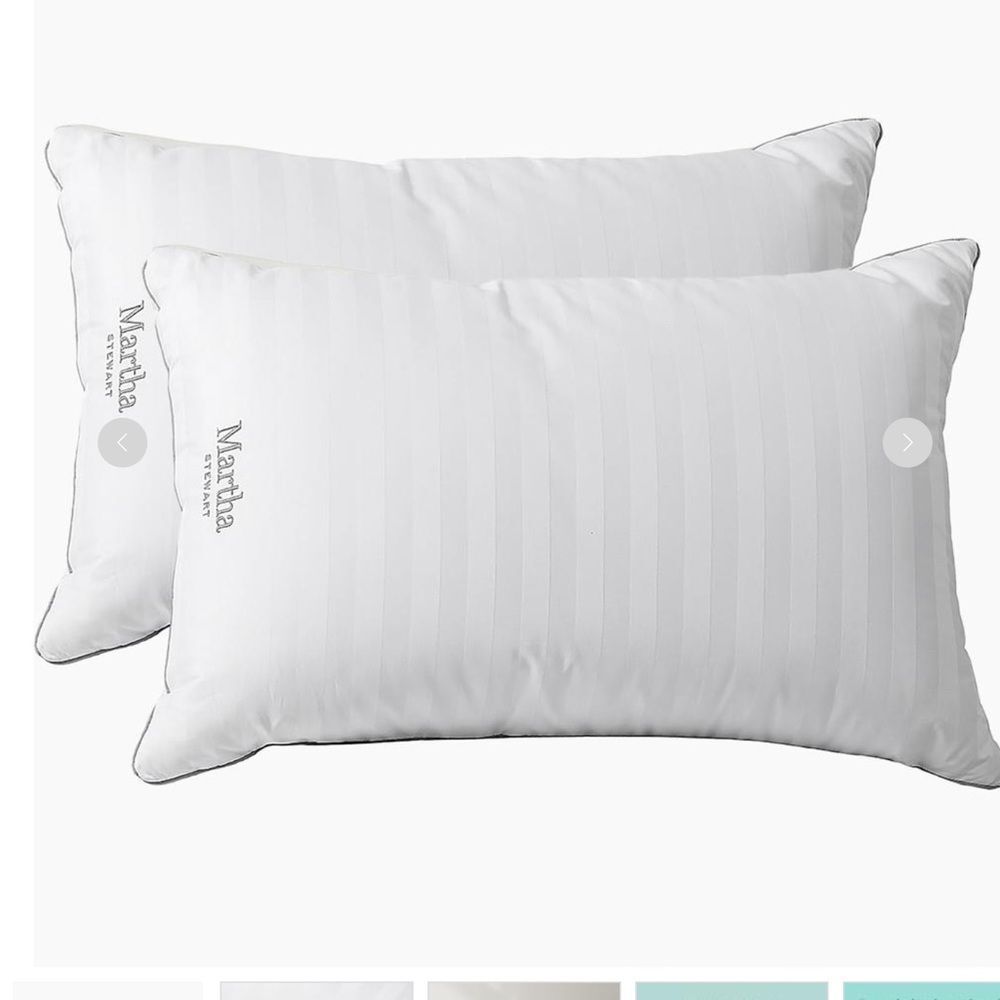 Martha Stewart Hotel Collection Feather Down Pillows 100% Cotton cover, NWT open